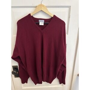 Bullock & Jones Vintage Men's V-Neck 100% Cashmere Red Sweater Size‎ XXL